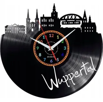 Hodiny WUPPERTAL HODINY NÁSTĚNNÉ DEKORATIVNÍ MODERNÍ VINYLOVÁ DESKA VINYL JAKO DÁREK
