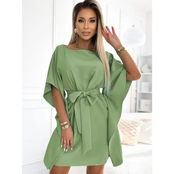 Dámské šaty Stylové dámské krátké šaty 287-27 zelené, VELIKOST 2XL/3XL