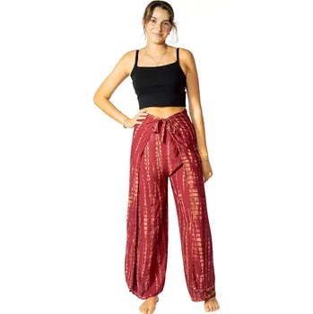 Dámské kalhoty Batikované zavinovací kalhoty Bayani Burgundy, vínové, sittar, 2025.cz UNI