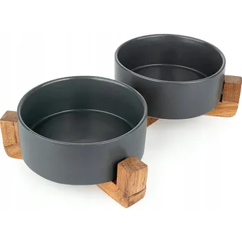 Miska pro psa Sada dvou keramických misek Happet černá 0,8 l