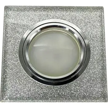 Stropní svítidlo stříbrné skleněné LED pásek 4000K GU10 čtvercové zapuštěné