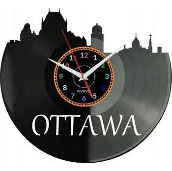 Hodiny OTTAWA NÁSTĚNNÉ HODINY DEKORATIVNÍ MODERNÍ VINYLOVÁ DESKA