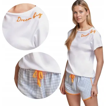 Dámské pyžamo Dámské bavlněné pyžamo letní prodyšné lehké krátký rukáv šortky M