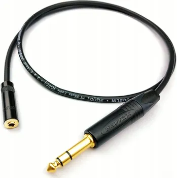 Audio kabel Kabel 3,5 mm jack - 6,3 mm jack LGJ Group SOMMER Przedłużacz Jack 6,3 na 3,5mm BK 2m 2 m
