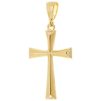 Přívěsek Přívěšek ze žlutého zlata kříž ZZ1454F + dárek zdarma