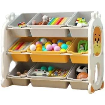 Dětská skříň Plastová třípatrová police na hračky, žlutá - N EMP