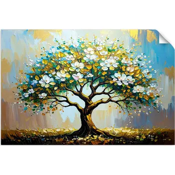 Obraz SAMOLEPKA NA STĚNU do OBÝVACÍHO POKOJE LOŽNICE Strom Života Zelená Zlatá 30x20