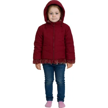 Chlapecká bunda ZIMA-Dětská bunda s kapucí lemovaná kožíškem - bordó Velikost: EU 80