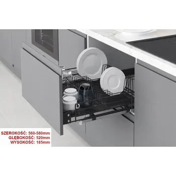 Odkapávač na nádobí Cargo, odkapávač s táckou do skříňky 60 ANTRACIT, pojezdy Blum TANDEM