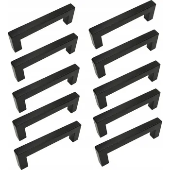 Nábytkové kování 10 x Klasická Nábytková úchytka 128 mm černá, kovová úchytka na zásuvku