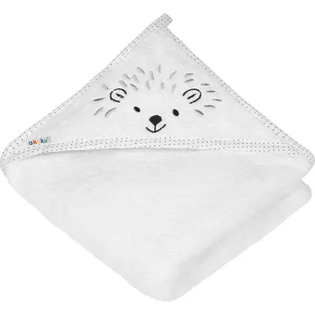 Akuku Dětská osuška s kapucí bílá Ježek 100x100