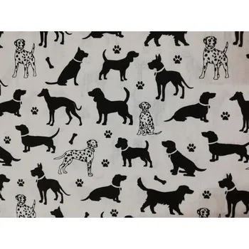 Bavlněná česká látka šíře 160cm - černý pes na bílé (50cm)