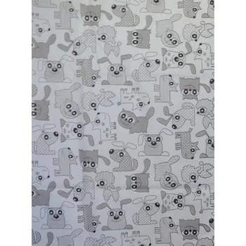 Bavlněná česká látka šíře 160cm - vzorovaní pejsci a kočičky (50cm)