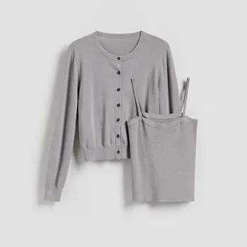 Dámský svetr Reserved - Svetr s pleteným topem - světle šedá - 017HV-09M - 017HV-09M-L