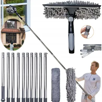 Teleskopická mycí tyč na okna s nastavením 180 cm a 2 náhradními návleky