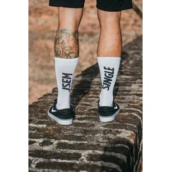 Pánské ponožky Kolo je láska Dlouhé ponožky Kolo je Láska Jsem Single, bílá - S (37 - 41)