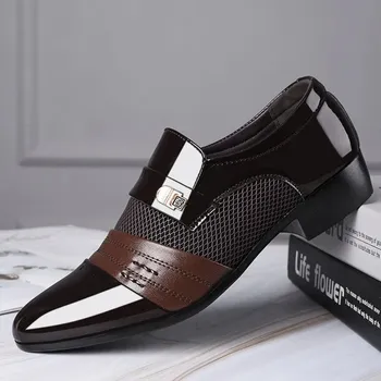 Pánské polobotky Pánské polobotky slip-on pro formální a business styl Barva: Hnědá, Velikost: 48