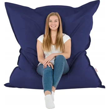 Taburet Lehátko XXL Polštář TMAVĚ MODRÁ Eko kůže