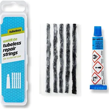 Duše na kolo Opravné šňůry Weldtite Tubeless pro bezdušové pláště - sada 5 ks + lepidlo