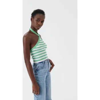 Sinsay - Pruhovaný top - zelená - 7264J-70X - 7264J-70X-L