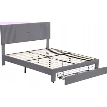 Postel Dřevěná manželská postel Arhatreya 160x200 cm šedá