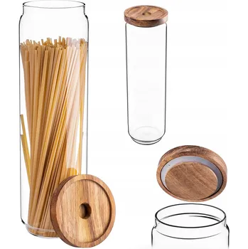 Dóza na potraviny Nádoba na potraviny Kadax skleněná 1550 ml s dřevěným víkem