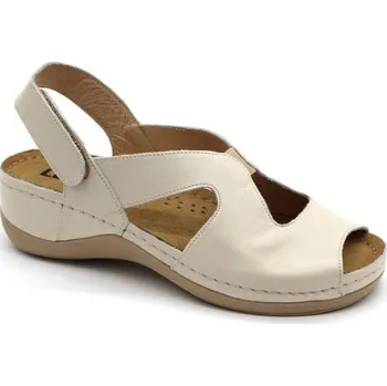 Dámské sandále LEON 924 Dámské kožené sandály - Béžová SLEVA! vel. 39 Velikost: 39