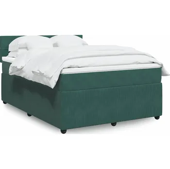 Postel vidaXL Box spring postel s matrací 160x200 cm samet [3287782] Barva: Tmavě zelená