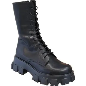 Dámské kozačky kotníkové boty na zip s platformou Barva: Černá, Velikost: 43