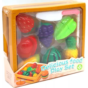 Dětská kuchyňka SADA OVOCE K ROZKRÁJENÍ V BEDÝNCE OVOCE NA SUCHÝ ZIP KUCHYŇKA NOŽÍK