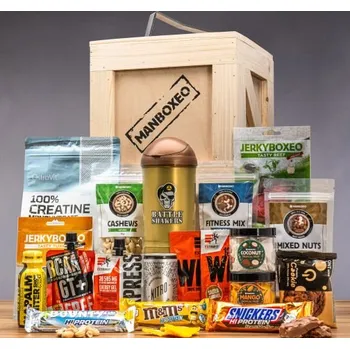 Dárkový potravinový koš Manboxeo - Dárková Bedna s páčidlem pro fitkaře XXL