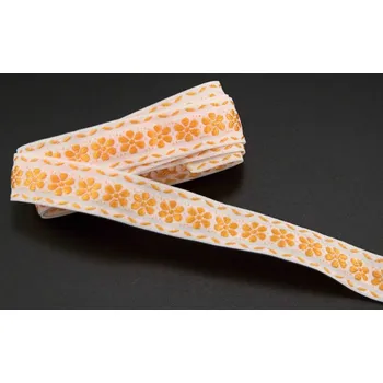 Stuha Krojová stuha - bílá se žlutými kytičkami - šíře 1,6 cm