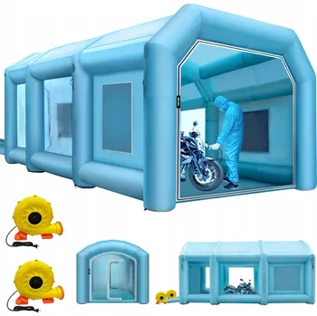 Vrták VEVOR Nafukovací lakovací kabina 9x6x4M 2 ventilátory Modrá