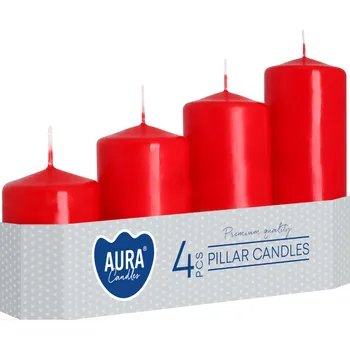 Svíčka Aura candles Adventní svíčka stupňovaná červená 4 ks