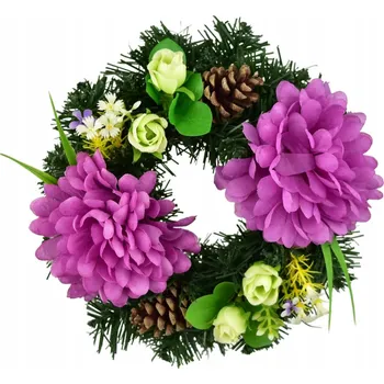 Věnec Věneček podzimní s fialovými chryzantémami Ø20 cm