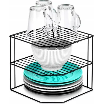 police Rohová kuchyňská police kovová černá