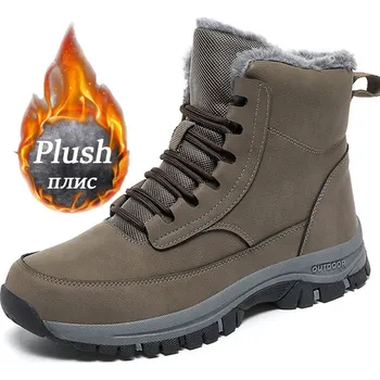 Pánská obuv COOL FASHION Zimní pánské boty s kožíškem a voděodolnou úpravou Khaki 48