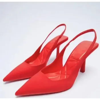 Dámské lodičky Dámské sandály s páskem na patě a tenkým podpatkem Barva: Červená, Velikost: 35