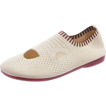 Dámské mokasíny Prodyšné slip-on boty s výřezy pro pohodlné nošení Barva: Béžová, Velikost: 42