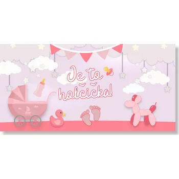 Personal Personalizovaný banner s fotkou - Baby Shower / Girl Rozměr banner: 130 x 65 cm