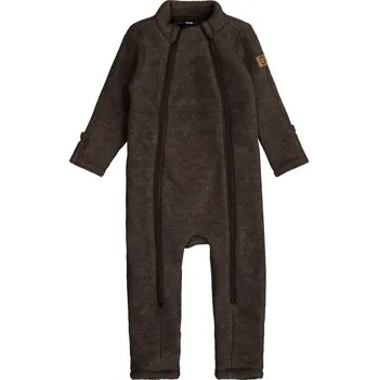 Mikk-Line kojenecký vlněný merino overal Dark Brown Melange 21005 Velikost: 104 MERINO VLNA
