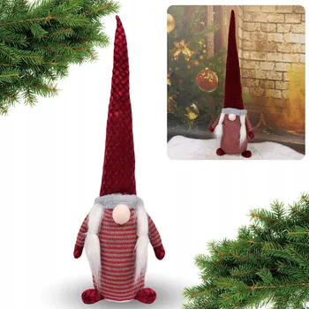 Vánoční dekorace Bordový skřítek, vánoční stojící trpaslík 55 cm