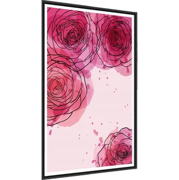 Obraz Plakát Květiny Růže Styl LINE ART Akvarel 70x100 cm