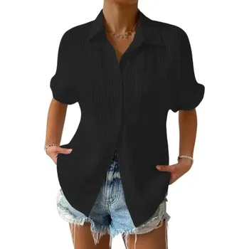 Dámská košile oversized košile ve volném střihu na léto Barva: Černá, Velikost: 3XL