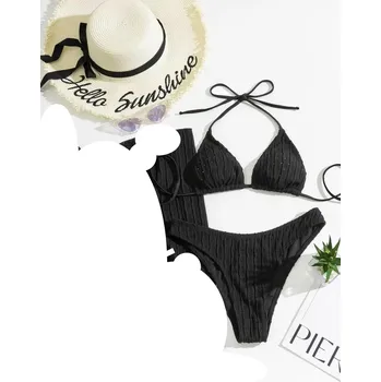 Dámské plavky Dvoudílné plavky s texturou Barva: Černá, Velikost: S