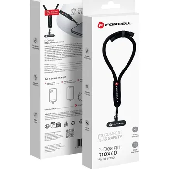 Šňůrka na telefon na zápěstí s nastavením délky Forcell F-Design R10X40 (max 20cm ve smyčce) černá