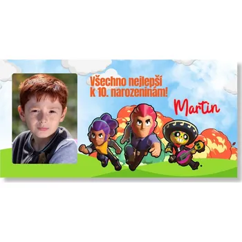 Party dekorace Personal Narozeninový banner s fotkou - Brawl Stars Rozměr banner: 130 x 65 cm