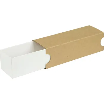 Dárková krabička Krabička na makronky 180x50x50mm, bílé dno, hnědý návlek