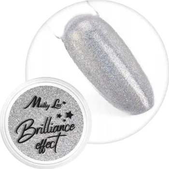 Přípravek na nehty Prášek Ozdoby Na Nechty MOLLYLAC 1g Efekt Brilliance Stříbrný Silver Č. 07