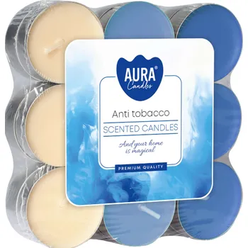 Svíčka Aura candles Vonné čajové svíčky 'Anti tabacco' 18 ks